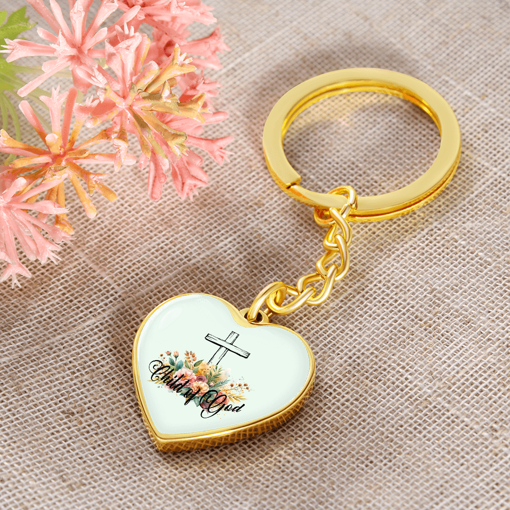 Child Of God - Graphic Heart Keychain - Gift for Her