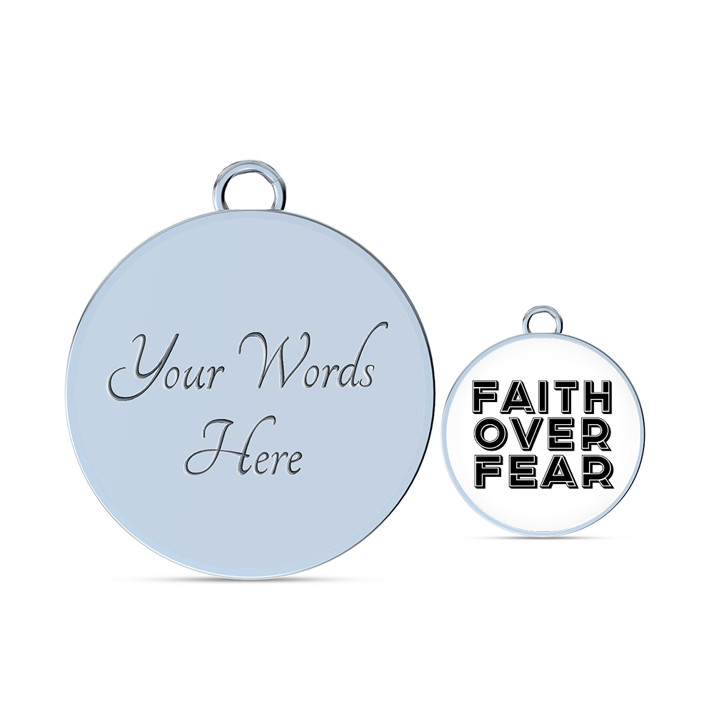 Faith Over Fear (Black) - Non-Message Card Luxury Circle Bangle - Gift for Her - Gift for Him