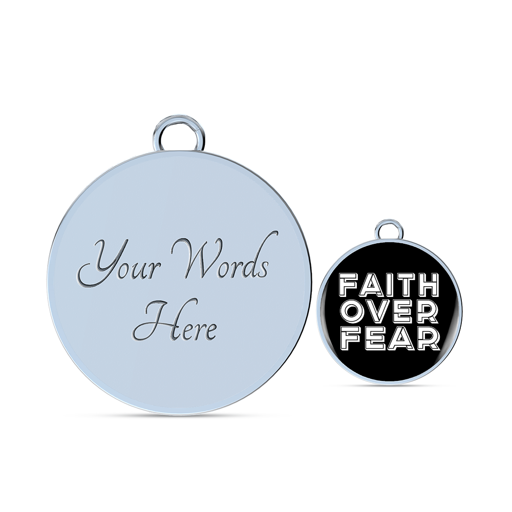 Faith Over Fear (White) - Non-Message Card Luxury Circle Bangle - Gift for Her - Gift for Him