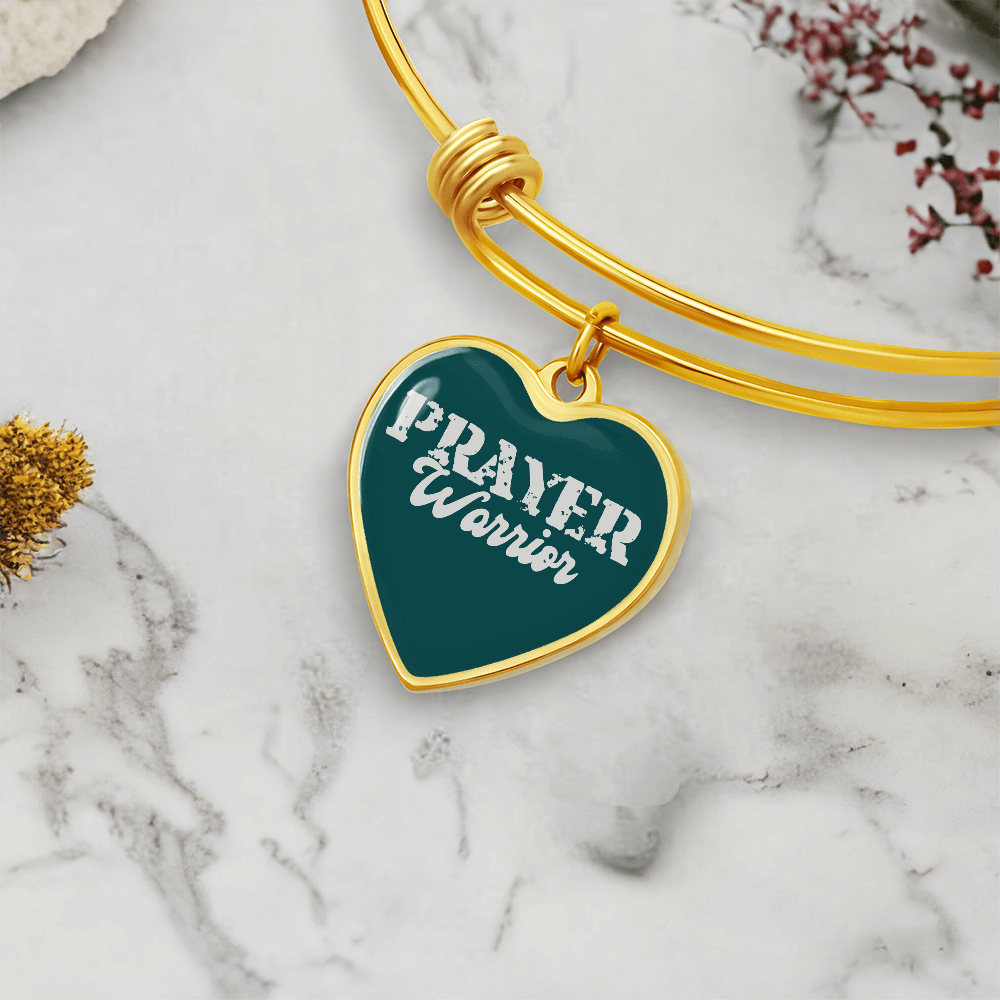 Prayer Warrior - Non-Message Card Luxury Heart Bangle - Gift for Her - Gift for Him
