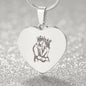 Couple King Queen - Engraved Heart Necklace - Gift for Her - Gift for Him