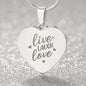 Live Laugh Love - Engraved Heart Necklace - Gift for Her