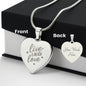 Live Laugh Love - Engraved Heart Necklace - Gift for Her