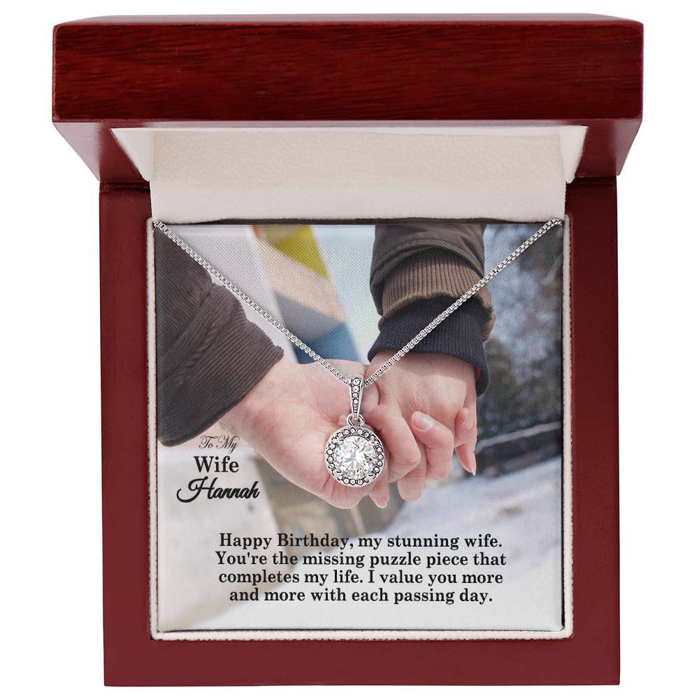 To My Wife, Happy Birthday - You're The Missing Puzzle Piece That Completes My Life - Eternal Hope Necklace - Gift for Wife