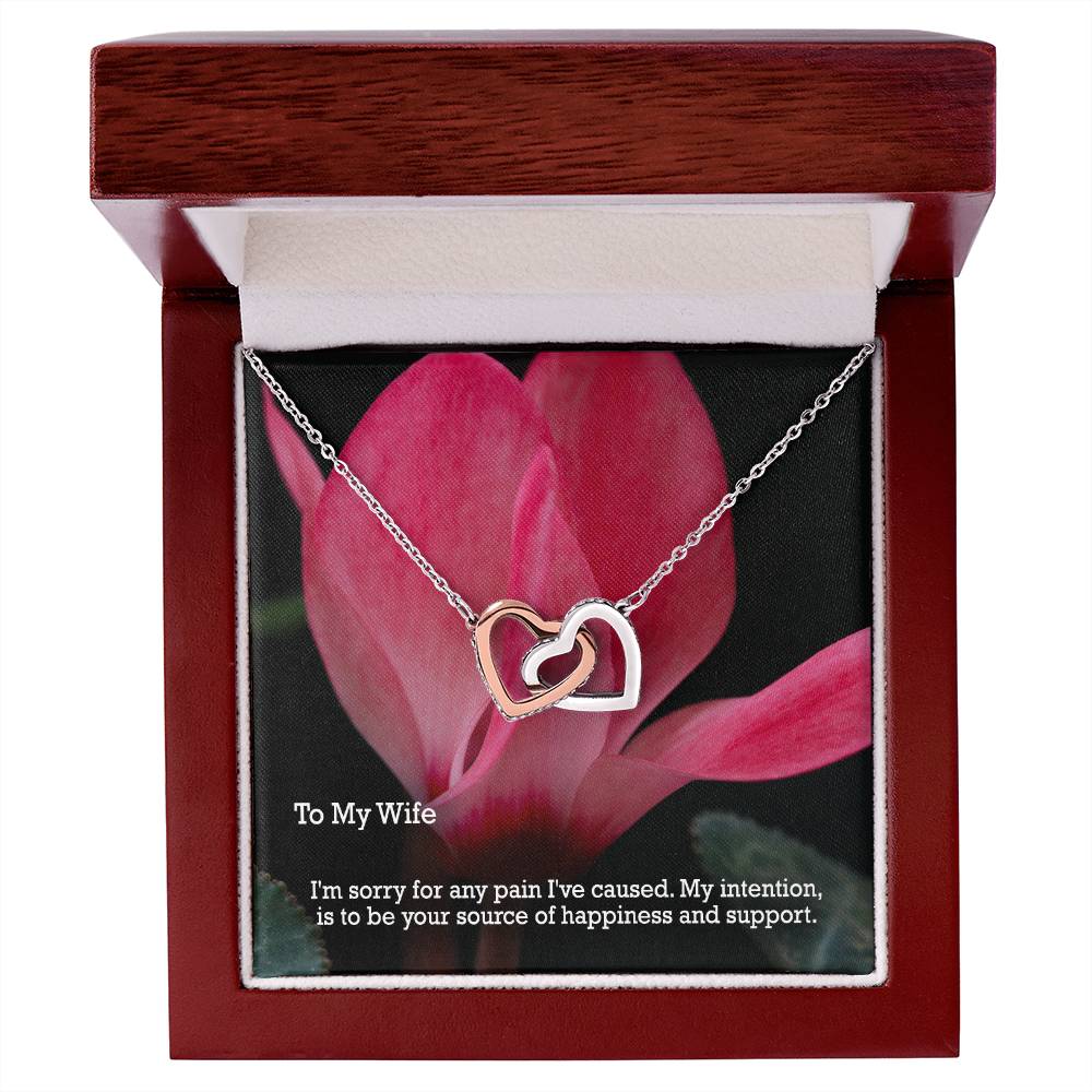 To My Wife, I'm Sorry For Any Pain I've Caused - Interlocking Hearts Necklace - Gift for Wife