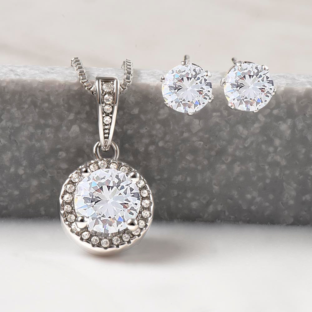 Dearest Mom, There's Nothing Like A Mother's Love To Give Us All The Strength We Need To Succeed - Happy Mother's Day! - Eternal Hope Necklace & Earring Set - Gift for Mom