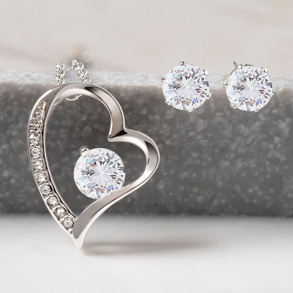 My Dearest Mom, Because Of You, I Am Me - Happy Mother's Day! - Forever Love Necklace & Earring Set - Gift for Mom