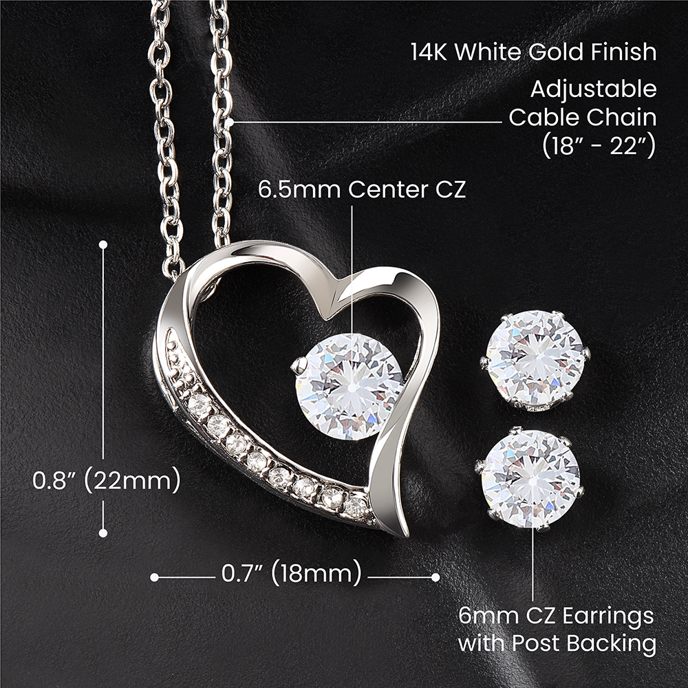 My Dearest Mom, Because Of You, I Am Me - Happy Mother's Day! - Forever Love Necklace & Earring Set - Gift for Mom