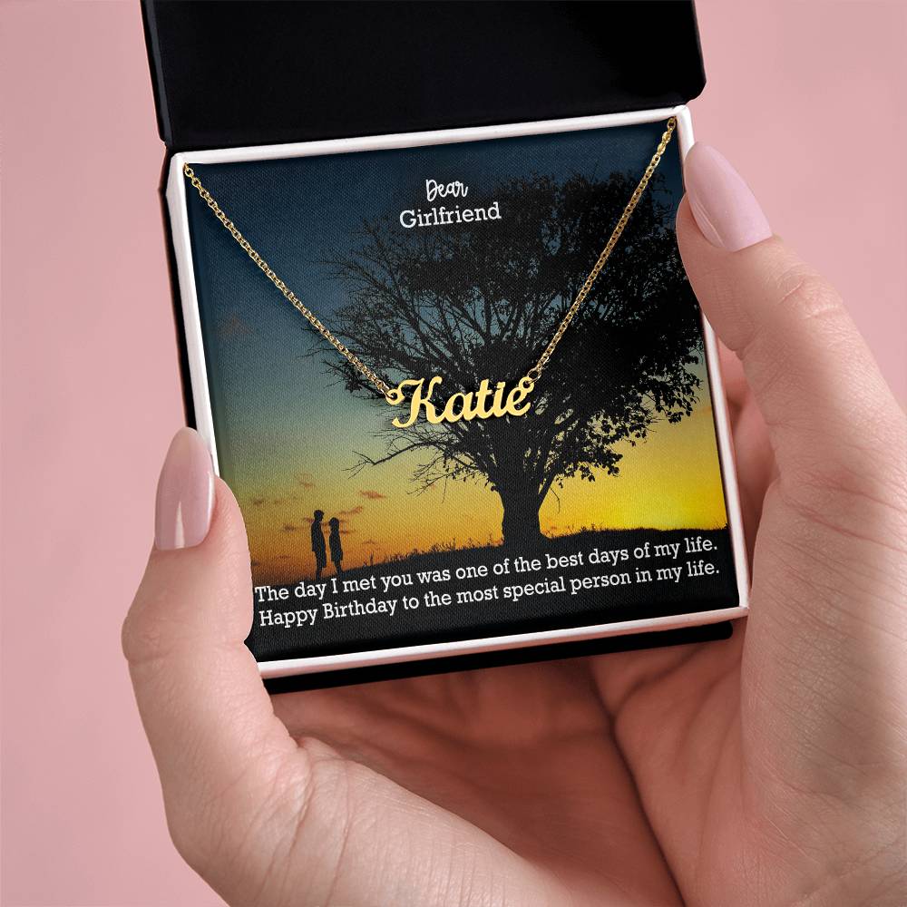 Dear Girlfriend, The Day I Met You Was One Of The Best Days Of My Life - Happy Birthday - Custom Name Necklace with Message Card - Gift for Girlfriend