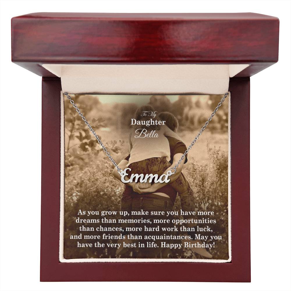 To My Daughter, May You Have The Very Best In Life - Happy Birthday - Custom Name Necklace with Message Card - Gift for Daughter