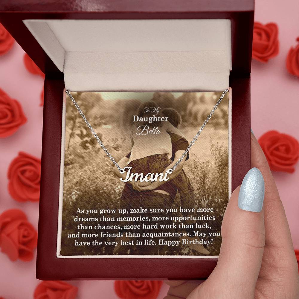 To My Daughter, May You Have The Very Best In Life - Happy Birthday - Custom Name Necklace with Message Card - Gift for Daughter
