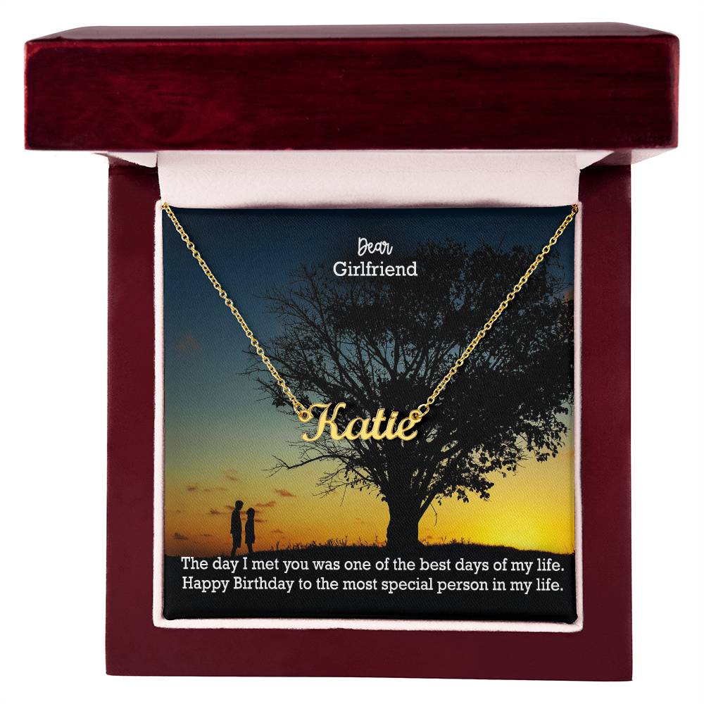 Dear Girlfriend, The Day I Met You Was One Of The Best Days Of My Life - Happy Birthday - Custom Name Necklace with Message Card - Gift for Girlfriend