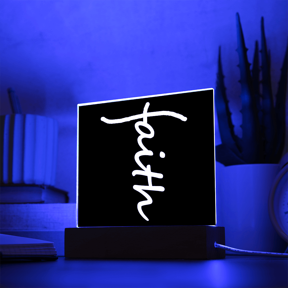 Faith (White) - Acrylic Square Plaque - Gift for Her - Gift for Him