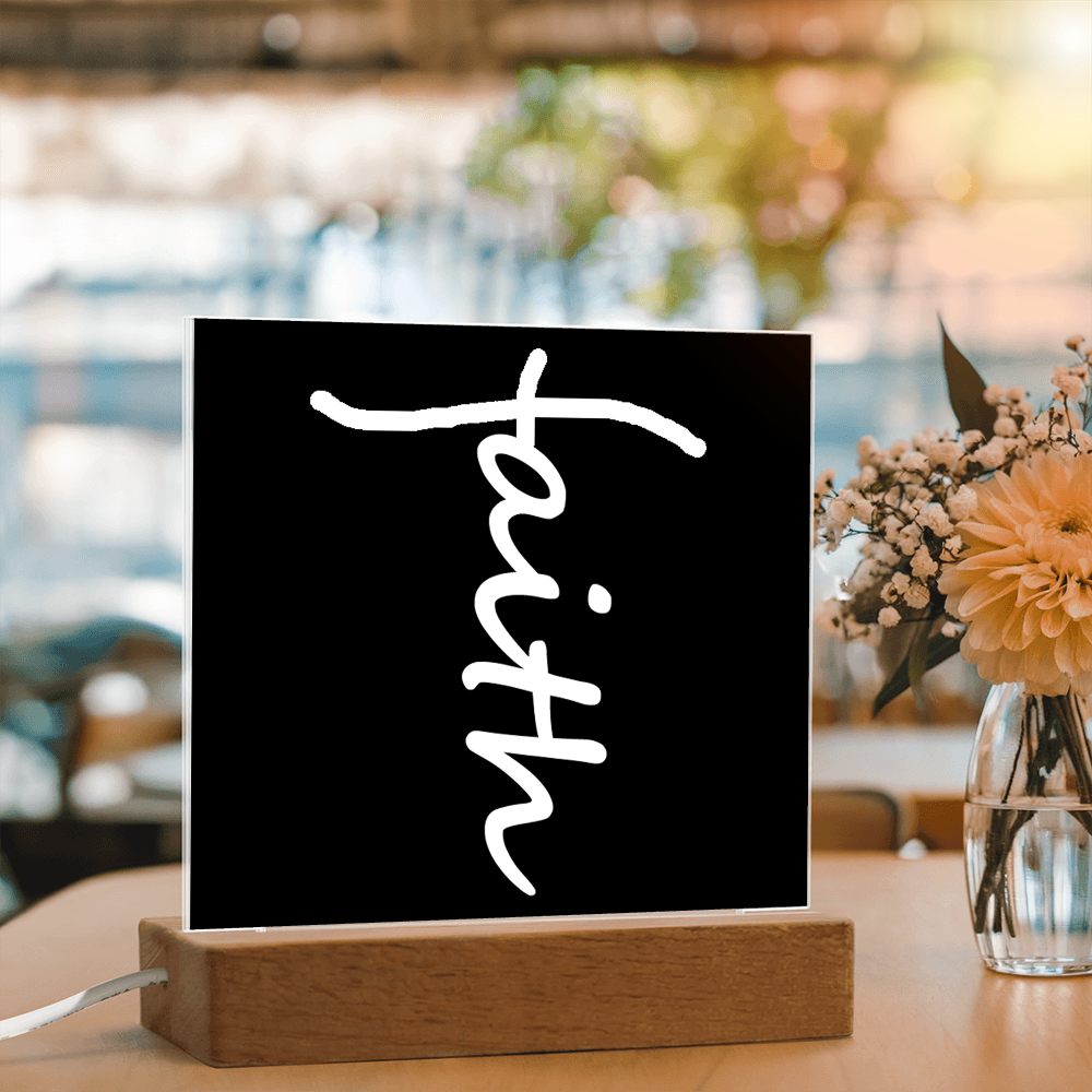 Faith (White) - Acrylic Square Plaque - Gift for Her - Gift for Him