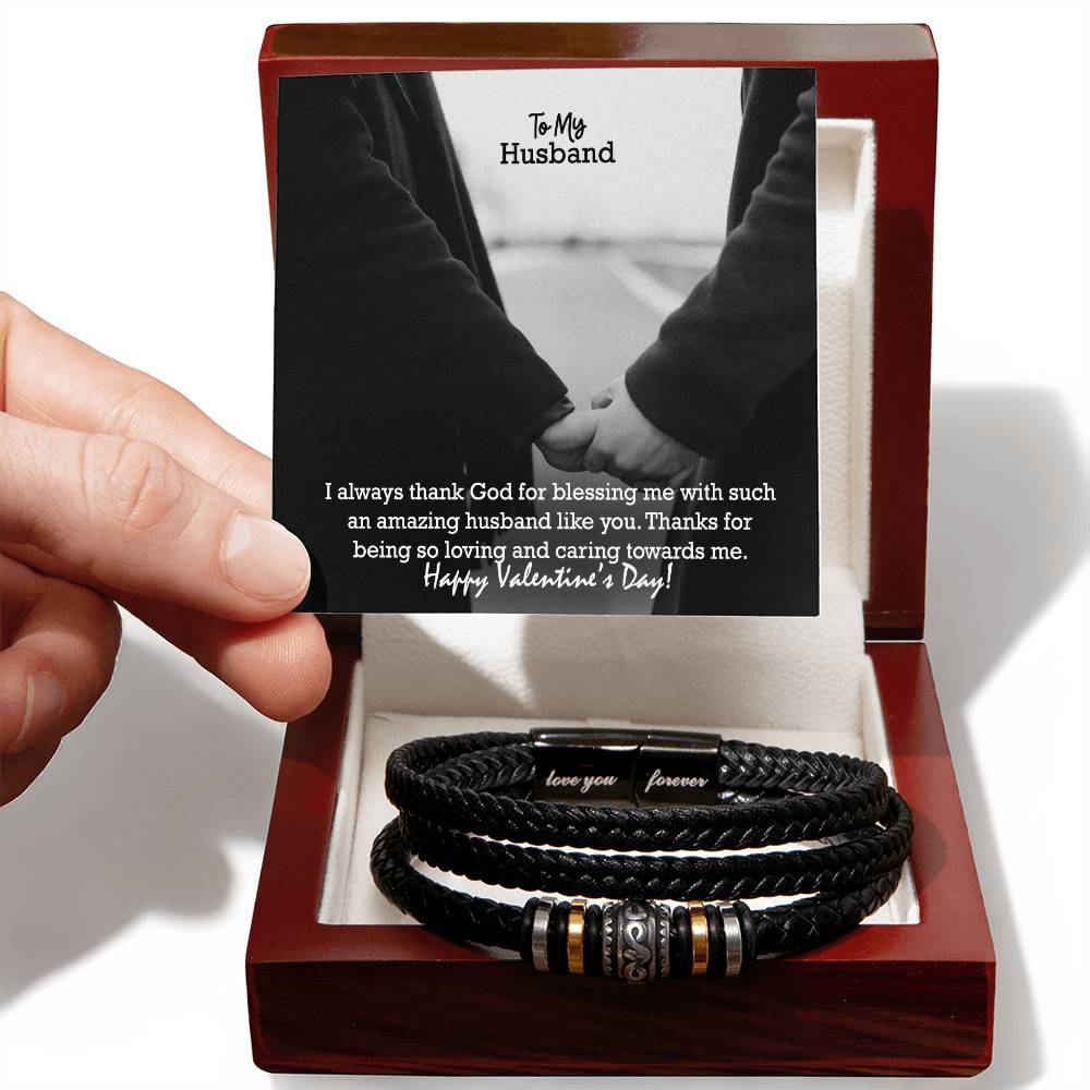 To My Husband, I Always Thank God For Blessing Me With Such An Amazing Husband Like You - Happy Valentine's Day - Love You Forever Bracelet - Gift for Husband