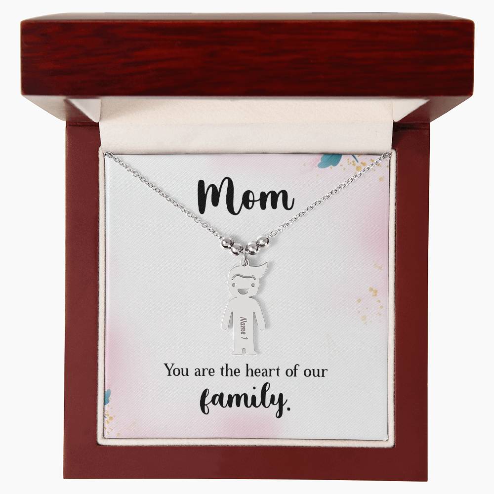 Mom, You Are The Heart Of Our Family - Kid Charm Necklace (w/MC) - Gift for Mom