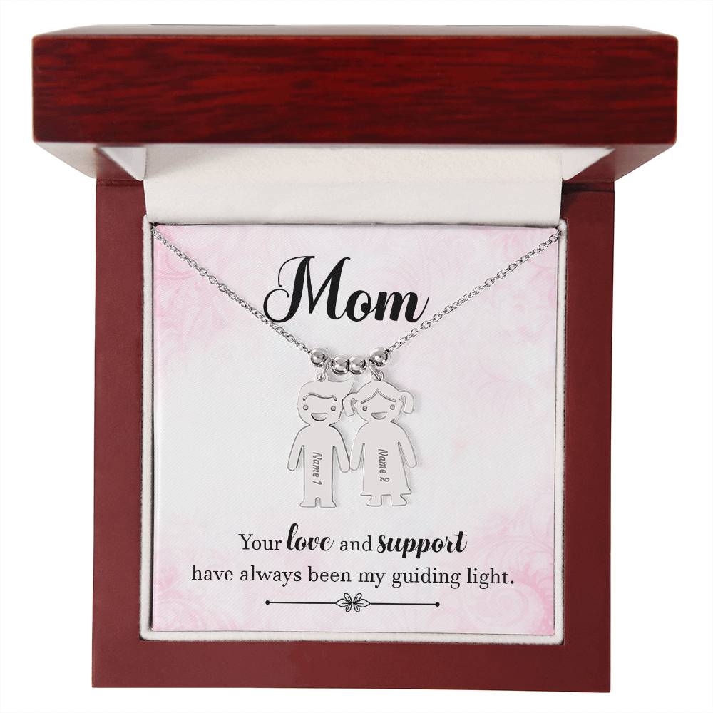 Mom, Your Love & Support Have Always Been My Guiding Light - Kid Charm Necklace (w/MC) - Gift for Mom