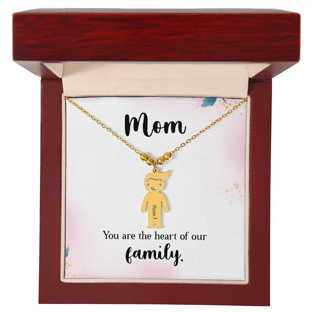 Mom, You Are The Heart Of Our Family - Kid Charm Necklace (w/MC) - Gift for Mom