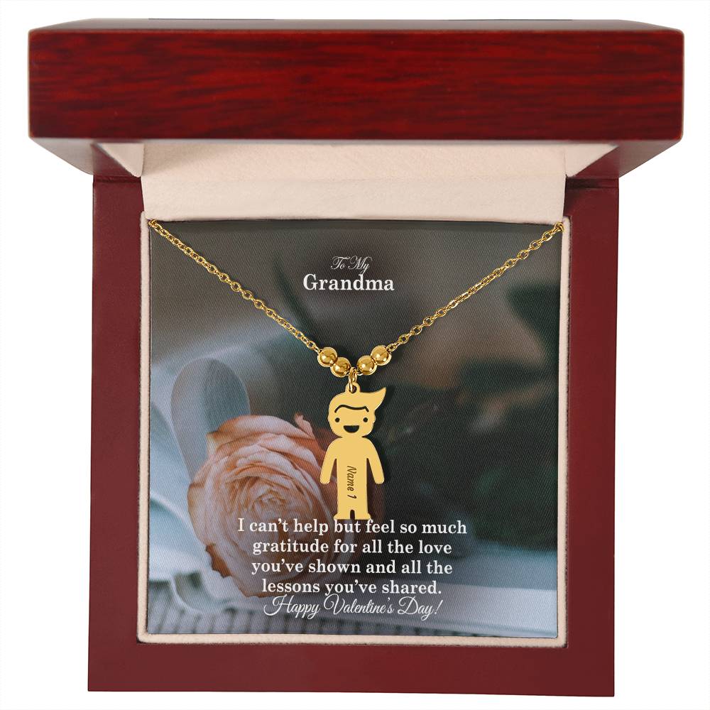 To My Grandma, I Can't Help But Feel So Much Gratitude For All The Love You've Shown & All The Lessons You've Shared - Kid Charm Necklace (w/MC) - Gift for Grandma