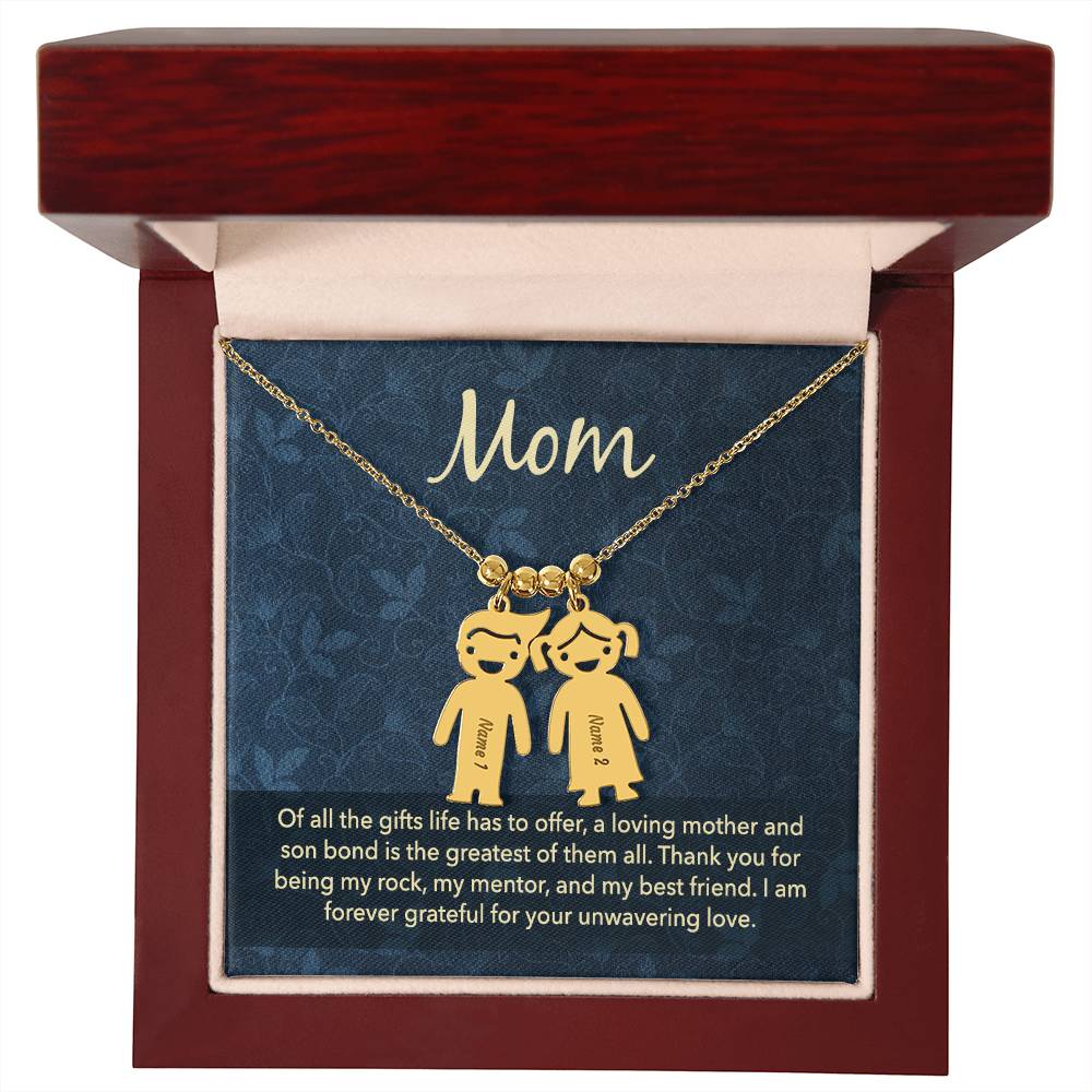 Mom, Of All The Gifts Life Has To Offer, A Loving Mother & Son Bond Is The Greatest Of Them All - Kid Charm Necklace (w/MC) - Gift for Mom