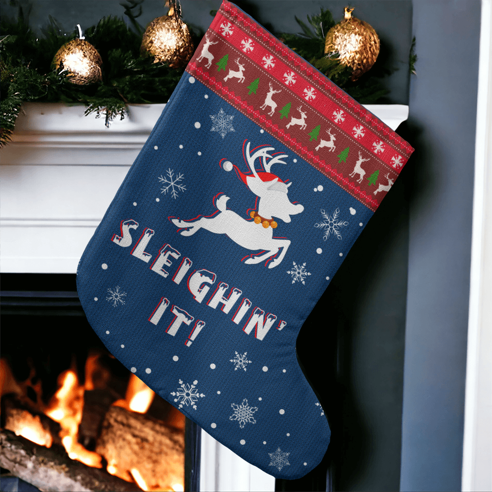 Sleighin' It! - Giant Holiday Stocking - Gift for Her - Gift for Him
