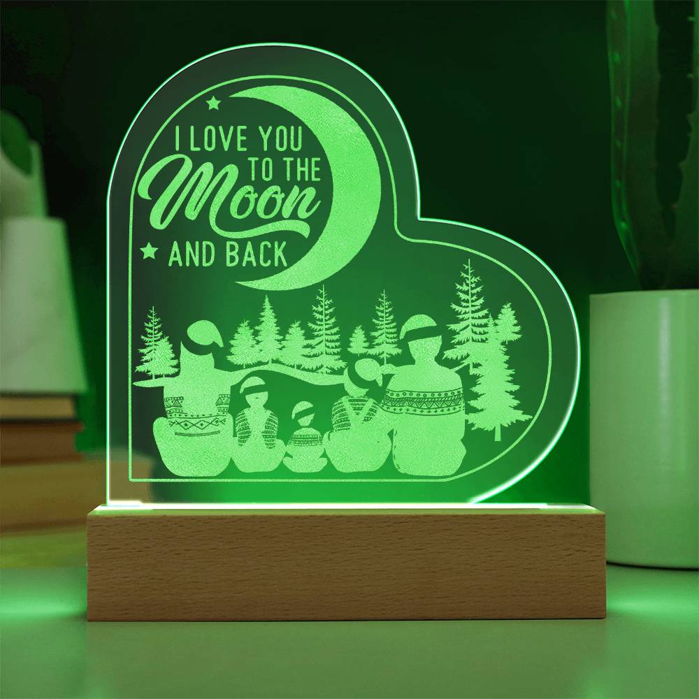 I Love You To The Moon And Back - Engraved Acrylic Heart Plaque - Gift for Her - Gift for Him