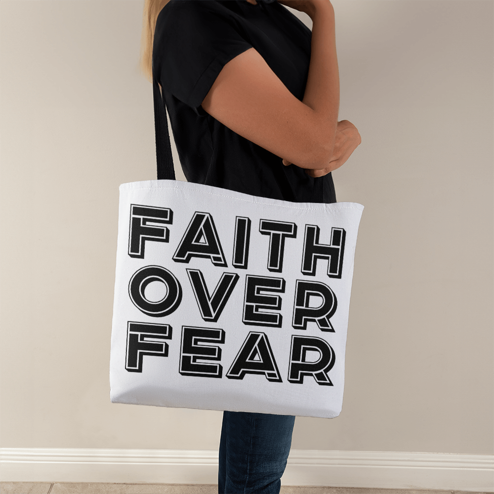 Faith Over Fear (Black) - Classic Tote Bag - Gift for Her - Gift for Him