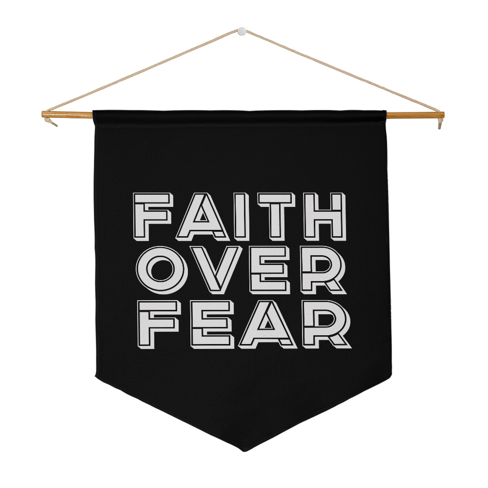 Faith Over Fear (White) - Wall Pennant - Gift for Her - Gift for Him