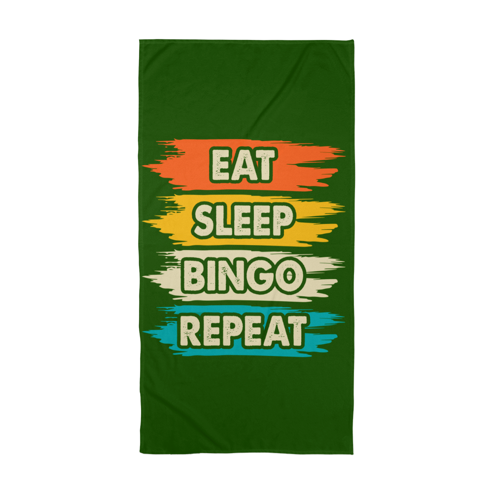 Eat Sleep Bingo Repeat - Bath Towel - Gift for Her - Gift for Him