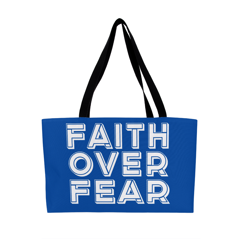 Faith Over Fear (White) - Weekender Tote Bag - Gift for Her - Gift for Him