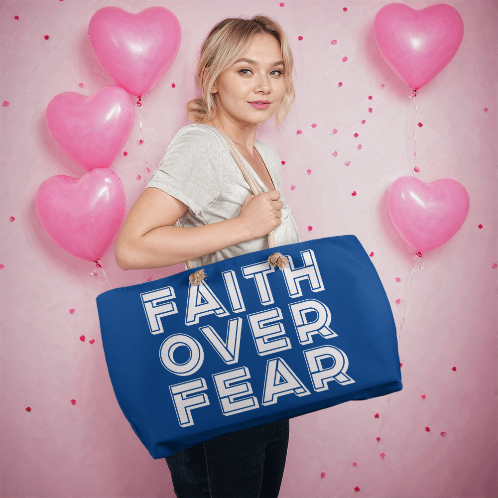 Faith Over Fear (White) - Weekender Tote Bag - Gift for Her - Gift for Him