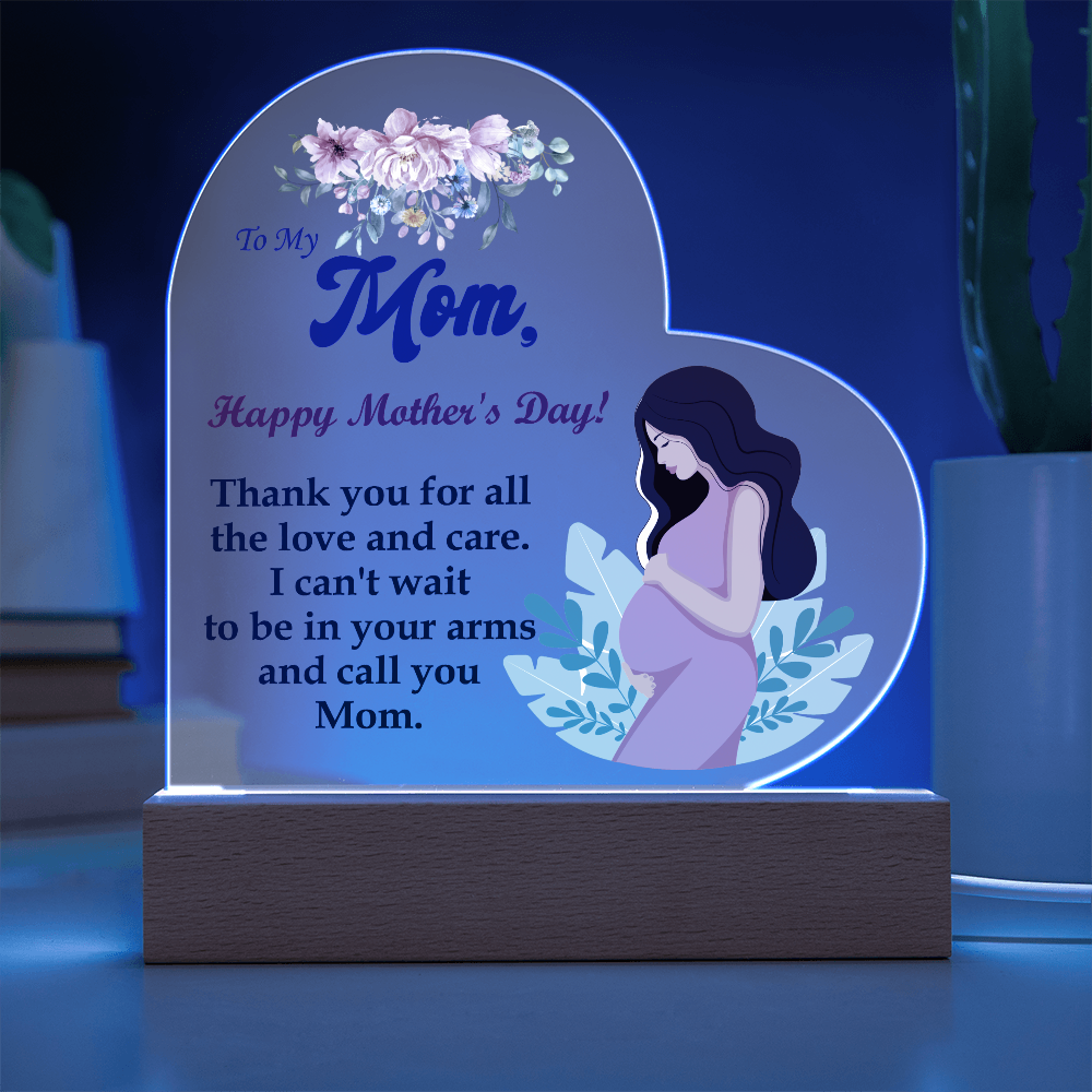 To My Mom, Happy Mother's Day! Thank You For All The Love And Care - Acrylic Heart & Sweetest Devotion Flower Bouquet - Gift for Mom