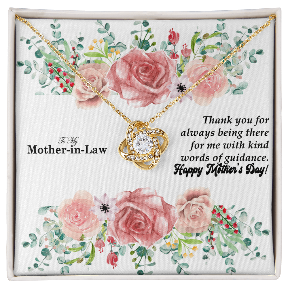To My Mother-In-Law, Thank You For Always Being There - Happy Mother's Day - Love Knot Necklace & Sweetest Devotion Flower Bouquet - Gift for Mom