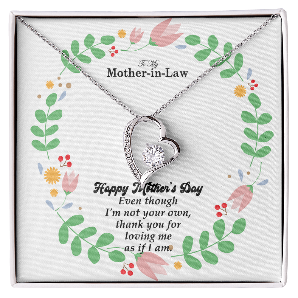 To My Mother-In-Law, Happy Mother's Day - Thank You For Loving Me As If I Am - Forever Love Necklace & Sweetest Devotion Flower Bouquet - Gift for Mom