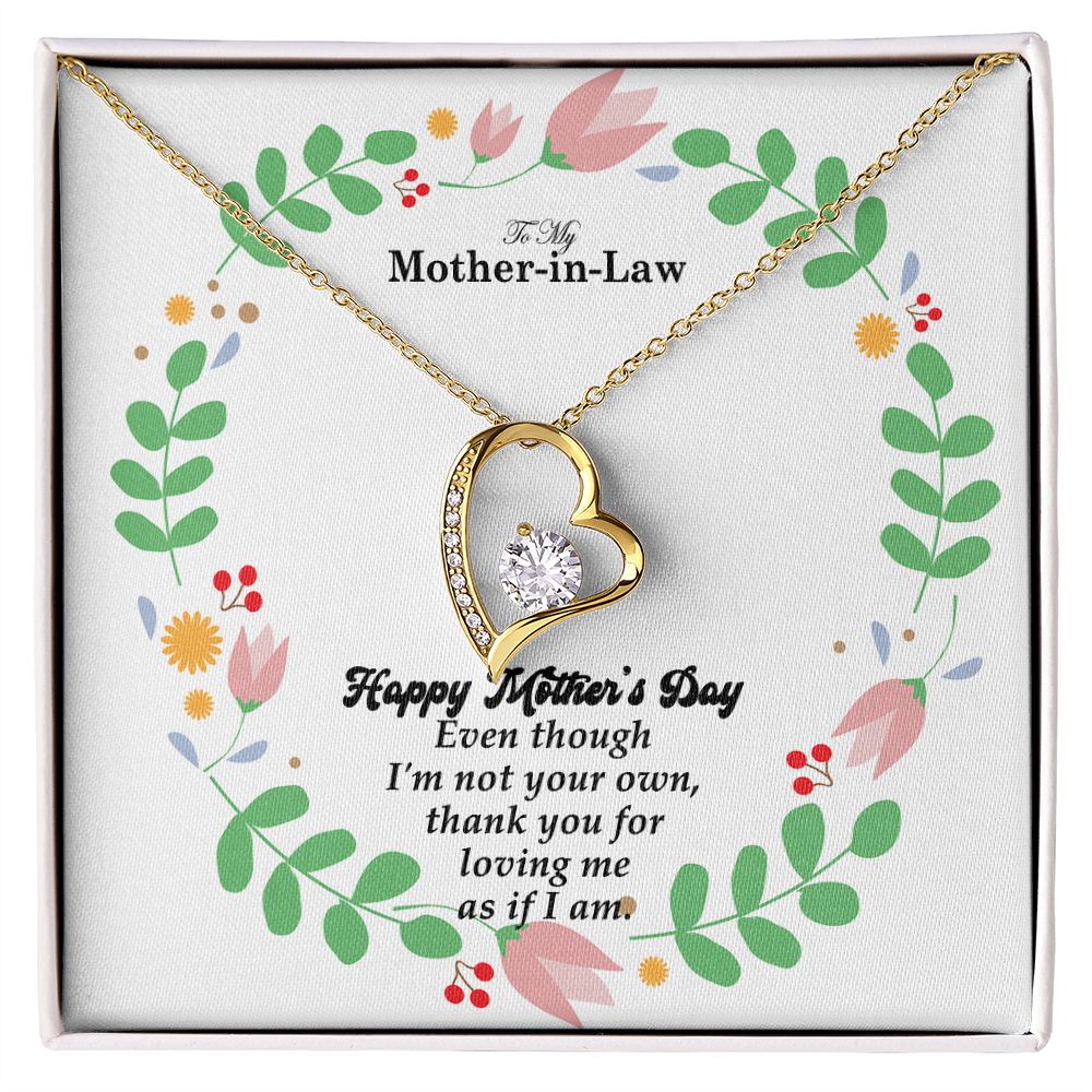 To My Mother-In-Law, Happy Mother's Day - Thank You For Loving Me As If I Am - Forever Love Necklace & Sweetest Devotion Flower Bouquet - Gift for Mom