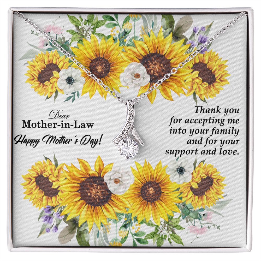 Dear Mother-In-Law, Happy Mother's Day! - Thank You For Accepting Me - Alluring Beauty Necklace & Sweetest Devotion Flower Bouquet - Gift for Mom