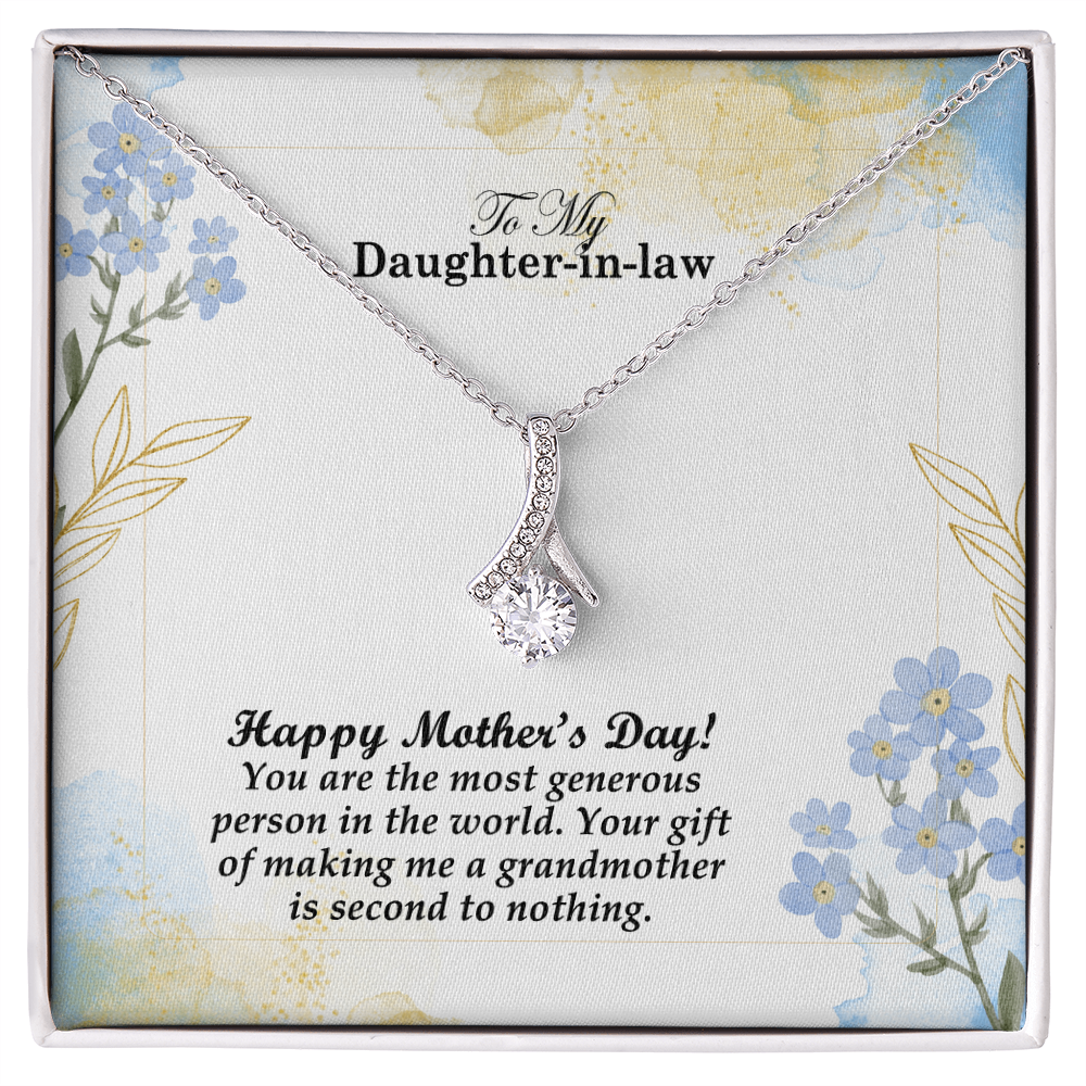 To My Daughter-in-law, Happy Mother's Day! You Are The Most Generous Person In The World - Alluring Beauty Necklace & Sweetest Devotion Flower Bouquet - Gift for Mom