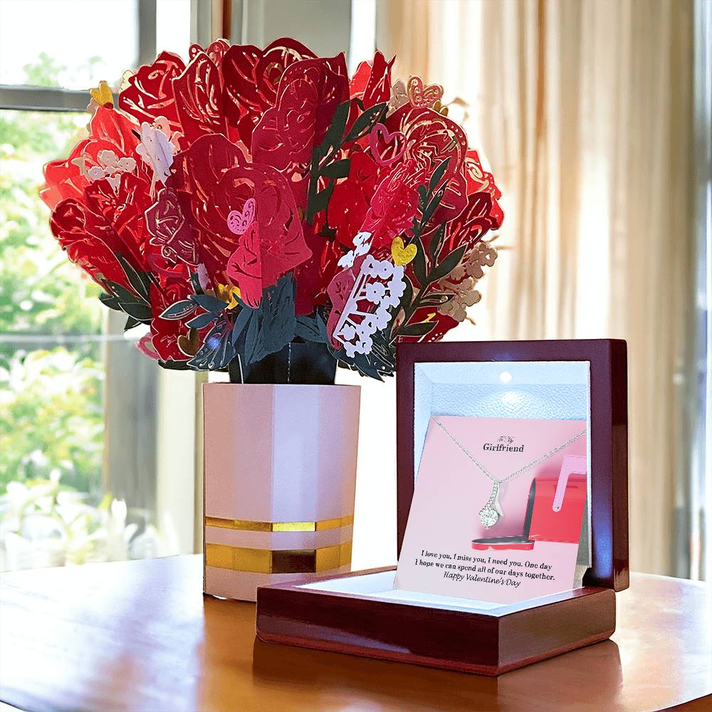To My Girlfriend, One Day I Hope We Can Spend All Of Our Days Together - Alluring Beauty Necklace & Sweetest Devotion Flower Bouquet - Gift for Girlfriend