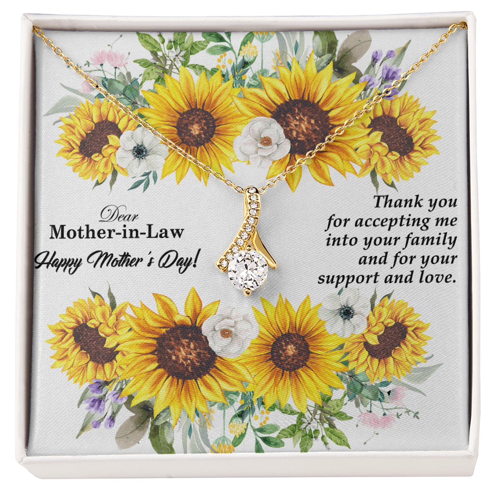 Dear Mother-In-Law, Happy Mother's Day! - Thank You For Accepting Me - Alluring Beauty Necklace & Sweetest Devotion Flower Bouquet - Gift for Mom