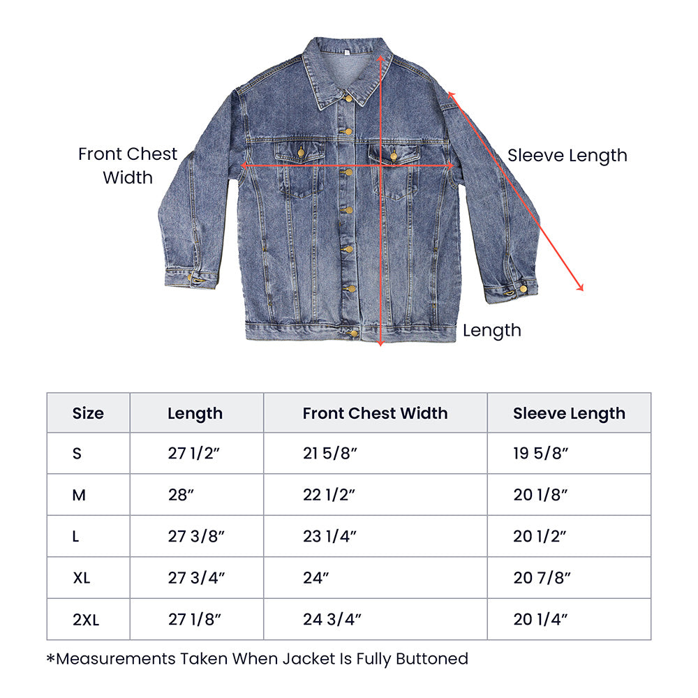 Let Your Faith Be Bigger Than Your Fear - Oversized Women's DTG Denim Jacket - Gift for Her