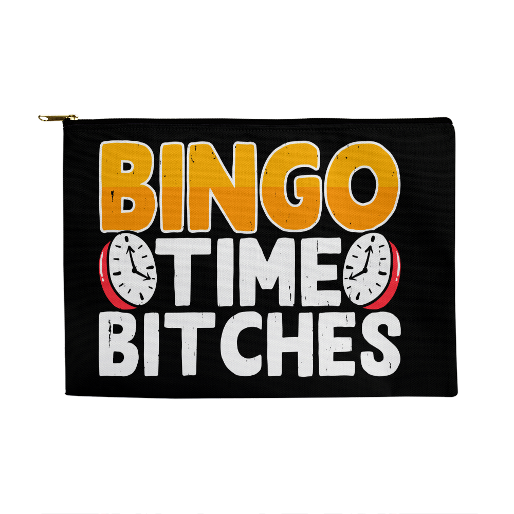Bingo Time Bitches - Fabric Zippered Pouch Large - Gift for Her