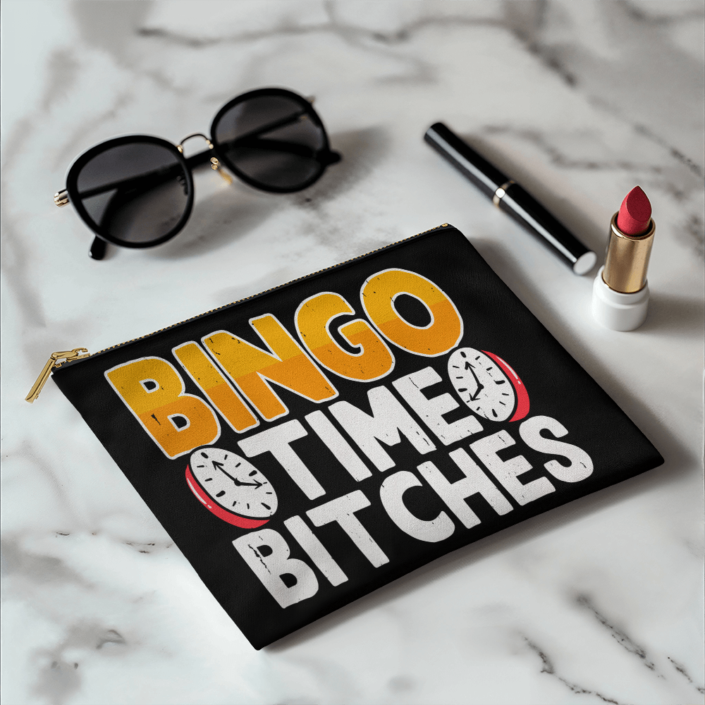 Bingo Time Bitches - Fabric Zippered Pouch Small - Gift for Her