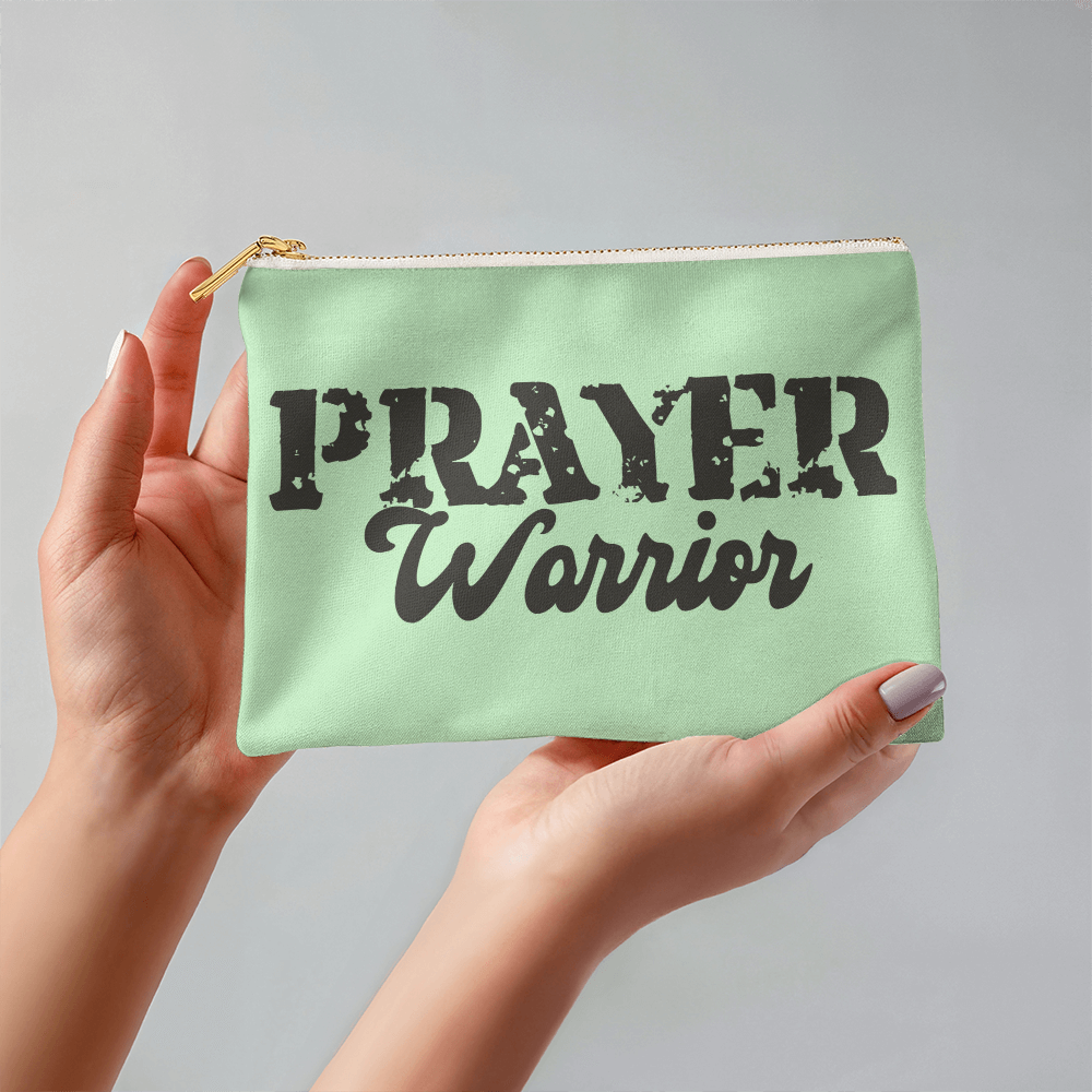 Prayer Warrior - Small Fabric Zippered Pouch - Gift for Her - Gift for Him