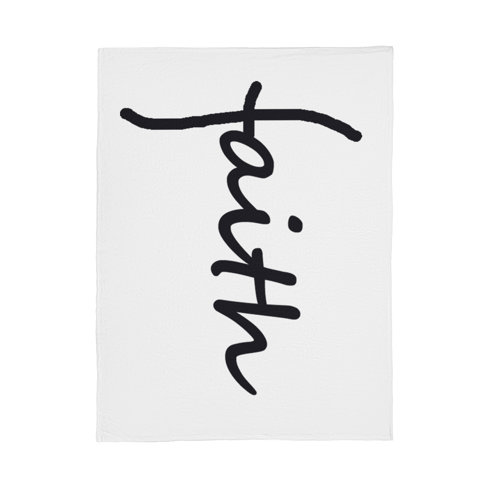 Faith (Black) - Coral Fleece Blanket (3:4) - Gift for Her - Gift for Him