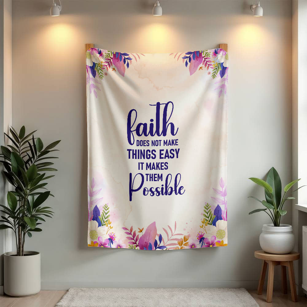 Faith Does Not Make Things Easy It Makes Them Possible - Mink Touch Fleece Blanket (3:4) - Gift for Her