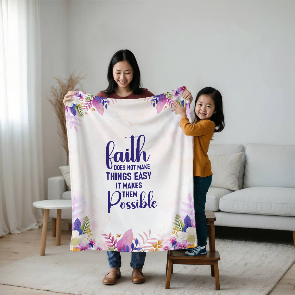 Faith Does Not Make Things Easy It Makes Them Possible - Mink Touch Fleece Blanket (3:4) - Gift for Her
