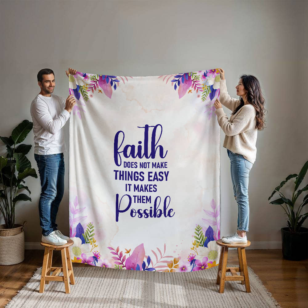 Faith Does Not Make Things Easy It Makes Them Possible - Mink Touch Fleece Blanket (3:4) - Gift for Her