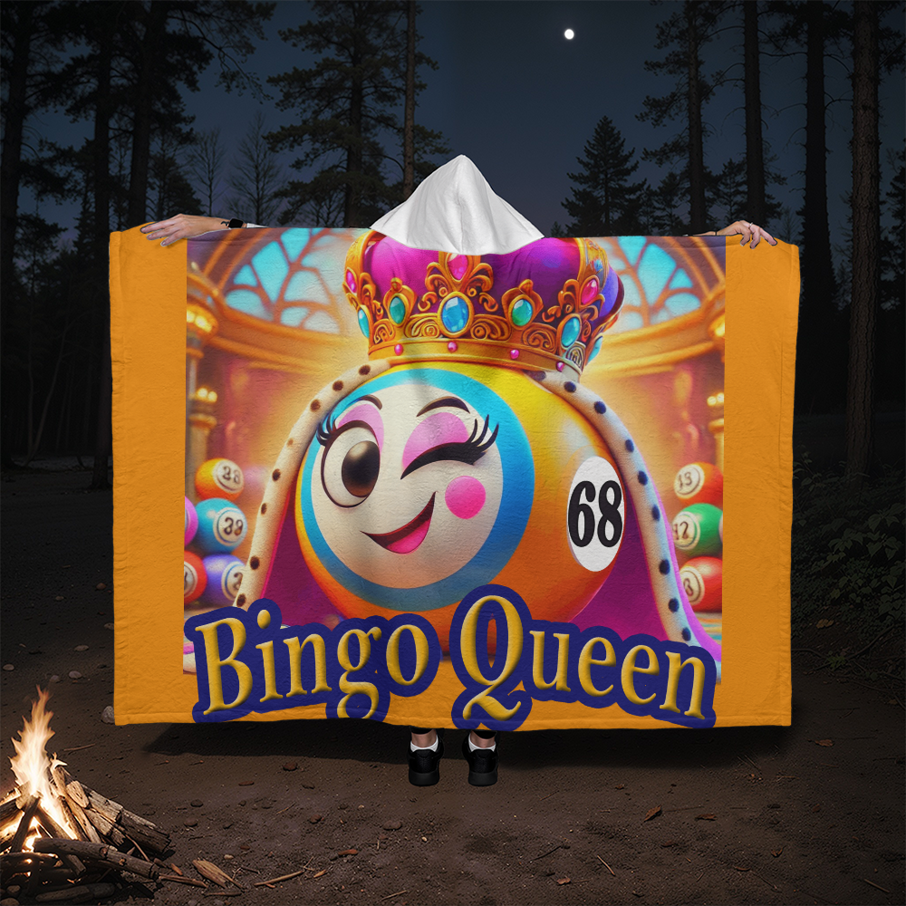 Bingo Queen - Hooded Sherpa Fleece Blanket - Gift for Her - Gift for Him