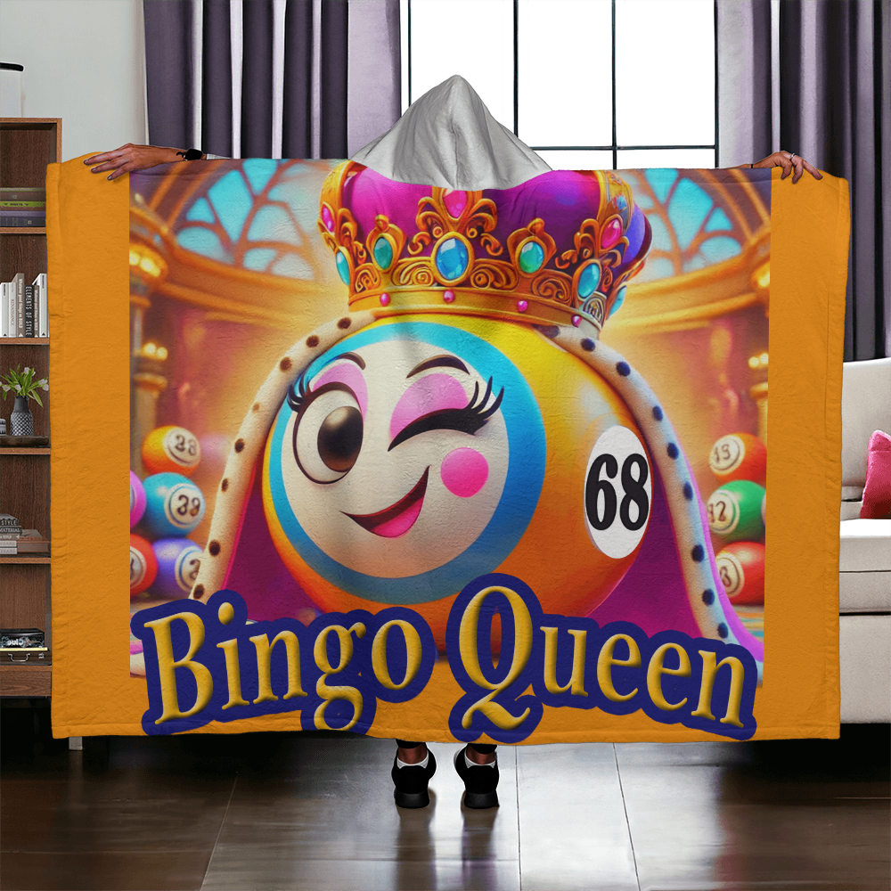 Bingo Queen - Hooded Sherpa Fleece Blanket - Gift for Her - Gift for Him