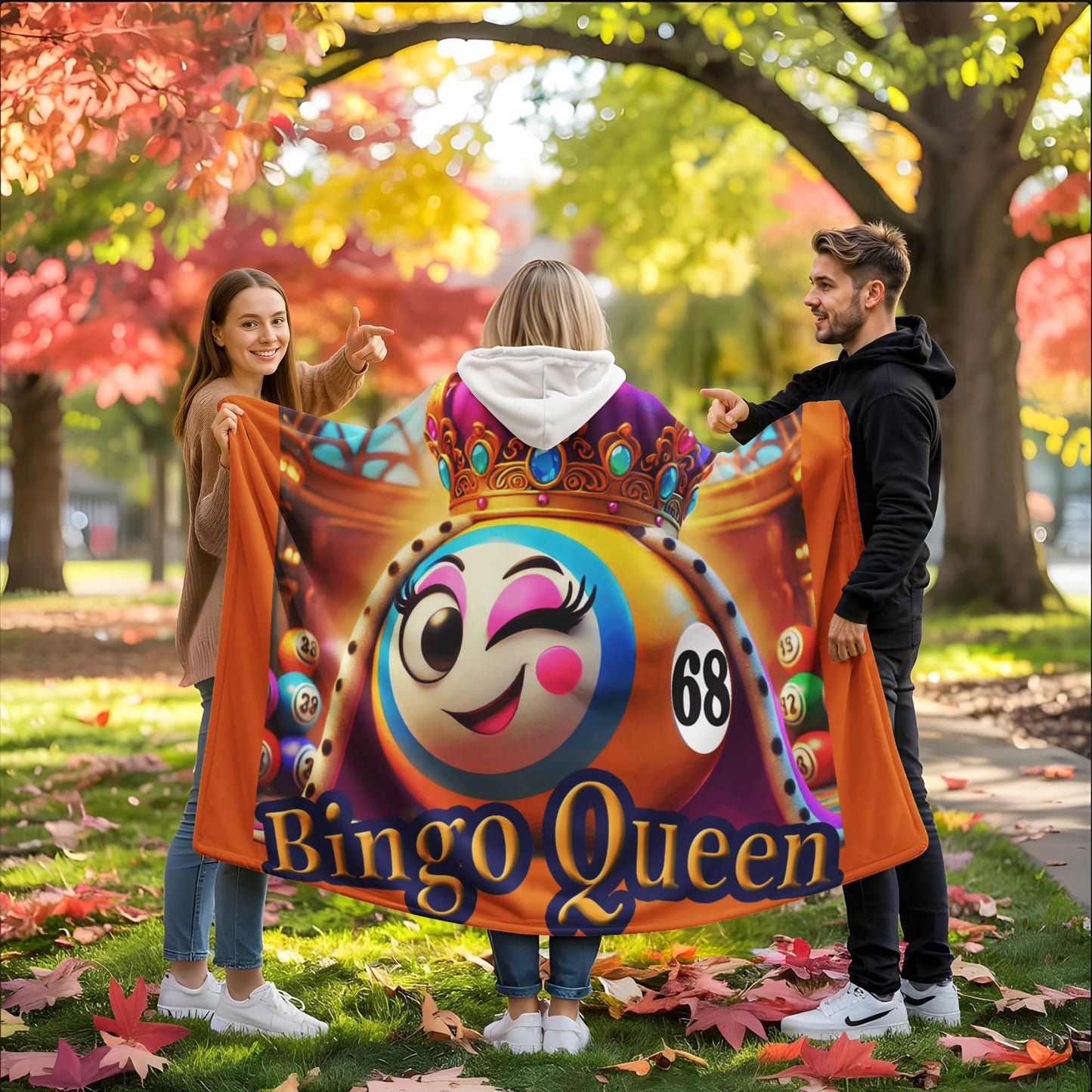 Bingo Queen - Hooded Sherpa Fleece Blanket - Gift for Her - Gift for Him